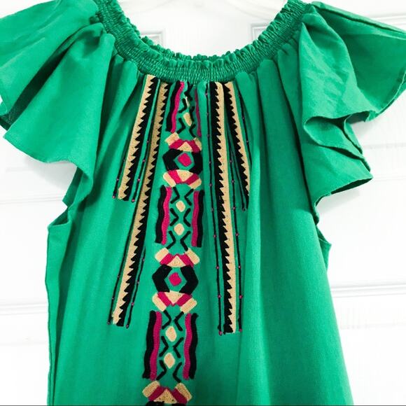 Piper by Townsen Embroidered Kelly Green Dress - Picture 2 of 6